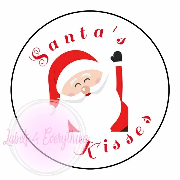 LABELS4EVERYTHING Santa Kisses Father Christmas Round Stickers Labels Seals Gift Tags Xmas