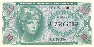 USA / MPC  10  Cents  1964  Series  641  Plate # 10  Uncirculated Banknote III - Image 1 of 2