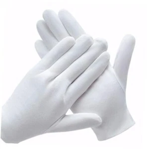White Cotton Gloves for Dry Hands Eczema SPA Moisturizing - Work Glove 3 Pairs - Picture 1 of 7