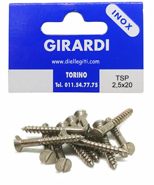 VITE A LEGNO IN ACCIAIO INOX A2 TESTA SVASATA PIANA A TAGLIO DIN 97 mm2,5x20 - Immagine 1 di 1