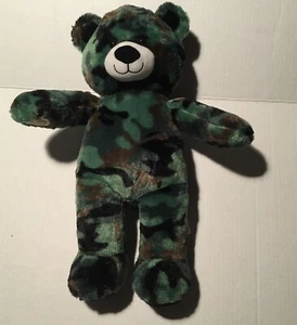 BABW Build a Bear Green Camouflage 16"Teddy Bear Plush Military Army Soft - Picture 1 of 5