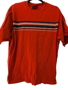 Profile Varsity gestreift Kurzarm Rundhalsausschnitt rot Baumwolle Herren Größe Large - Bild 1 von 7