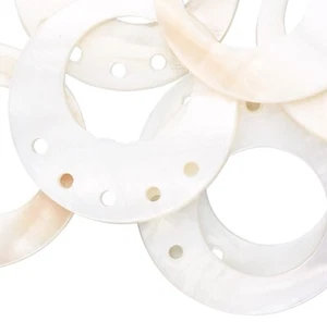 10 Bleached Shell 34mm Go-Go Chandelier Earring Connectors with 5 Holes * - Picture 1 of 2