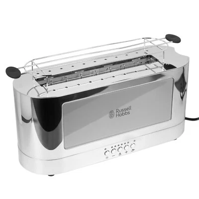 Russell Hobbs Glass Accent Long Toaster, Silver & Stainless Steel - 2-Slice - Image 1 of 4