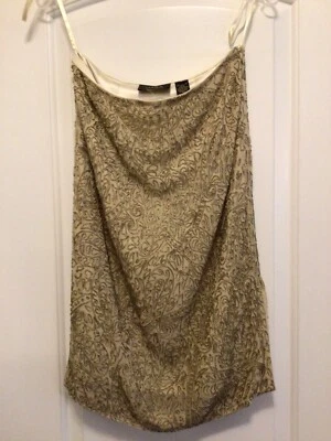 Falda recta de seda crema Dana Bachman para dama con cuentas grises talla 2  Foto 1 de 4