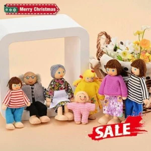 7 Familie Puppenhaus Puppen, Holz Puppenfamilien für Kinder Spiel Haus Geschenk- - Bild 1 von 8
