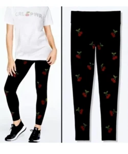 Victoria's Secret PINK Bling Cherry Yoga Leggings & Campus Tee NEW - Picture 1 of 6
