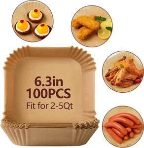 100PCS Air Fryer Liners Disposable Paper Liner For Roasting Microwave Stick Food - Picture 1 of 1