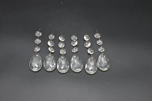 6 prismas de lágrima cristalinos Art Deco antiguos/de colección con 3 cristales octágonos - Imagen 1 de 6