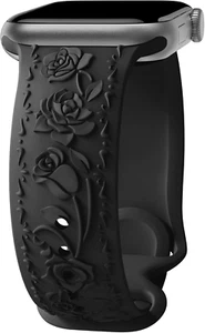 Floral Engraved Band Compatible with Apple Watch Band 40mm 41mm 38mm 42mm 44mm 4 - Picture 1 of 6