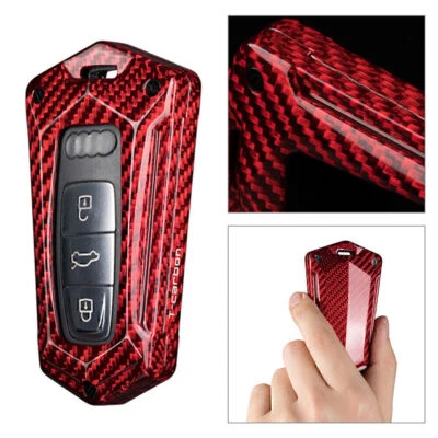 1 Stück Kohlefaser Rot Schlüsselanhänger Hülle Hülle für Audi A6 A7 A8 Q8 - Image 1 of 4