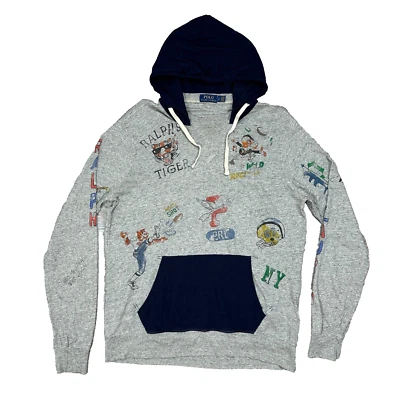 Camisa Polo Ralph Lauren Dibujos Animados Gráfica Sudadera con Capucha Loft Gris Jaspeado Talla Grande Foto 1 de 4