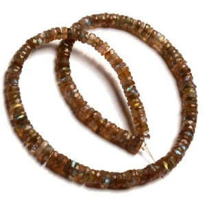 Natural Rainbow Fire Labradorite Gems 5.5mm Size Faceted Heishi Beads 13" Strand - Picture 1 of 8