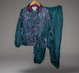 Vintage 80er 90er Westport Trainingsanzug Nylon Hip Hop Jogger türkis lila Throwback - Gr. L - Bild 1 von 23