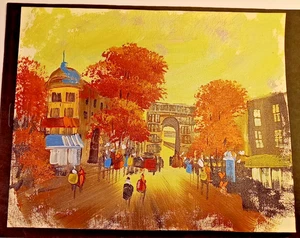 Dream-Art Ölgemälde Straße l-Arc-de-Triomphe auf Leinwand signiert 11" x 14" - Bild 1 von 16