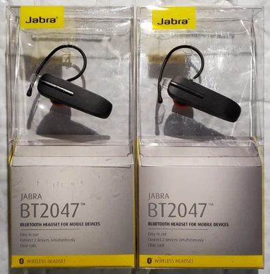 2x New! Black Jabra BT2047 Bluetooth Stereo Headset w/ Accessories in Retail Pk - image 1 of 2