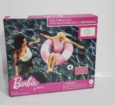 Barbie™ de Funboy Rosa y Blanco Rayas 34" Niños Tubo y Barbie Muñeca Tubo Flotador Foto 1 de 3