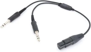 FRT for Airbus XLR to GA Dual Plug 5 Pin Headset Adapter Cable Aviation Black  - Picture 1 of 6