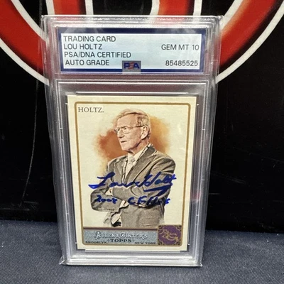 2011 Lou Holtz Autographed Allen&Ginter #3 2008 CF HOF PSA GEM MT 10 Auto - Image 1 of 3