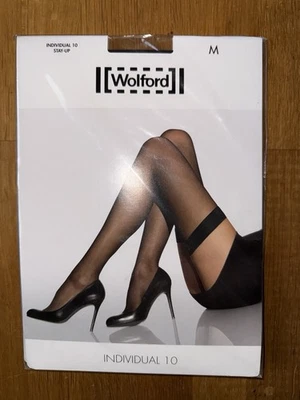 Wolford Individual 10 Stay Up Halterlose Strümpfe Sexy Nylon Perlon Black M - Bild 1 von 4