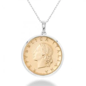 MiaBella 925 Sterling Silver Genuine Italian 20-Lira Medallion Coin Pendant... - Picture 1 of 5