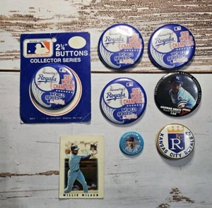 Lot Of 7 Vintage Kansas City Royals Baseball Pinback Buttons 1985 World Champion - Picture 1 of 17