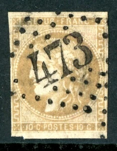 France 1871 Colony General Issues Bordeaux 10¢ Bister Brown Imperf Sc #9 VFU L95 - Picture 1 of 2