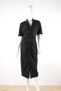 Thierry Mugler 80s Vintage Viscose Black Long Dress Size 42 - Picture 1 of 23