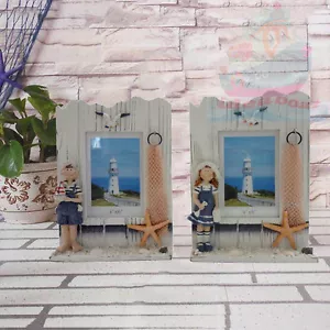 Nautical Decor(tall 26cm) wood Boy & Girl Picture Photo Frame Table Wall Hanging - Picture 1 of 33