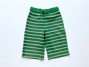 Hanna Andersson Boys French Terry Shorts Size 5 Knee-Length Green White Striped - Picture 1 of 5