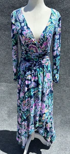LILLY PULITZER Montague Wrap Maxi Dress High Tide Navy She’s Got Sol 009905 $228 - Picture 1 of 24