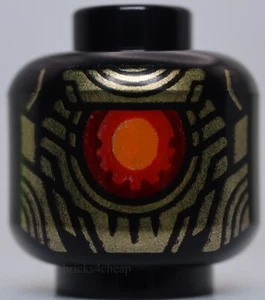 Lego Black Head Alien Robot with Gold Armor Plates and Large Red and Orange Eye - Picture 1 of 2