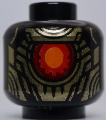 Lego Black Head Alien Robot with Gold Armor Plates and Large Red and Orange Eye - Image 1 of 2