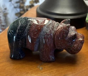 Hippopotamus Hippo Figurine Stone Carving Figure Muti Color Hvy Paperweight Vtg - Picture 1 of 5