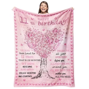 11 Year Old Girl Birthday Gift Ideas Blankets - Birthday Gift for 11 Year Old... - Picture 1 of 7