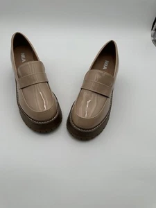 Mia women’s nude patent Loafer / Platform With Chunky Heel - Picture 1 of 7
