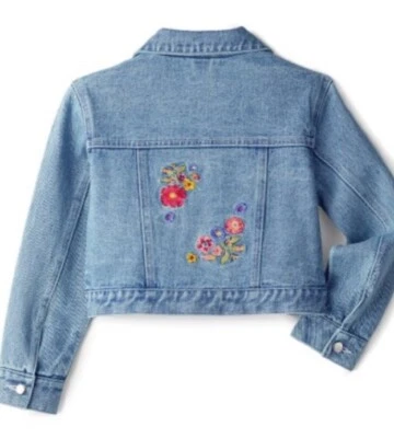 American Girl Blue Floral Embroidered Style in Bloom Jean Jacket NEW - Image 1 of 4