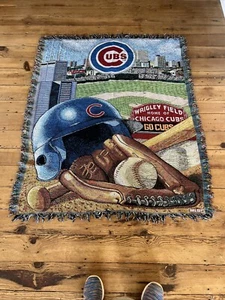 MLB Chicago Cubs Wrigley Field Throw Knit Blanket 57 X 46” - Picture 1 of 5