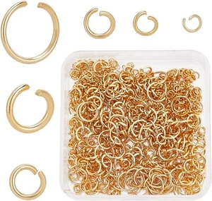 Set/900 18kt Gold-Plated Jump Rings/O-Rings For Fashion Jewelry Making & Repair - Picture 1 of 4