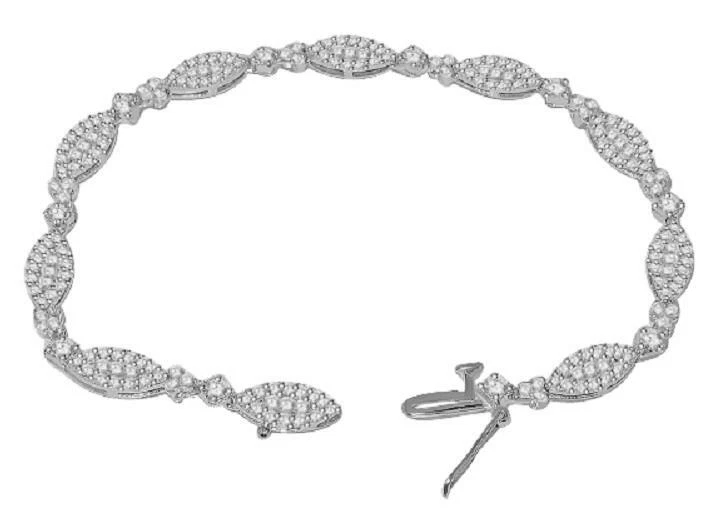 Brazalete de tenis para mujer I1 G 2,10 quilates diamante genuino oro blanco macizo de 14 quilates 7,00" Foto 1 de 4
