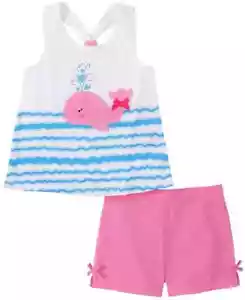 KIDS HEADQUARTERS Girl Whale Racerback Top & Twill Shorts Set Multicolor Size 6 - Picture 1 of 2