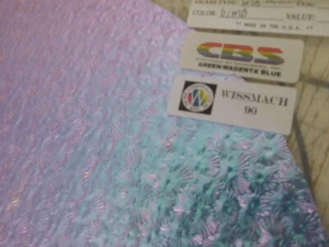 Dichroic Glass Sheet: Green/Magenta/Blue on Florentine Textured Black 90COE 3"Sq - Picture 1 of 1