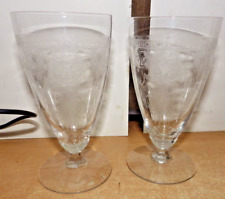 LOT OF 2 Rare VINTAGE HEISEY #439 Pied Piper Etch STEM #3350 Ice Tea Glasses #2