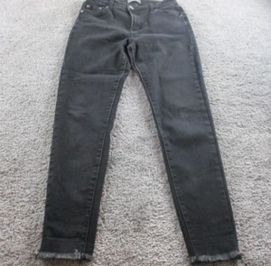 Wakee Denim Jeans 12 Mid Rise Stretch L27 Black Skinny Leg Frayed - Picture 1 of 17