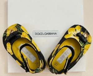 Dolce & Gabbana Newborn Baby Shoes Yellow Tulip Black Infant Girls Size EU16 - Picture 1 of 6