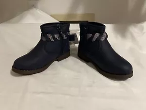 OSHKOSH B'GOSH LITTLE GIRLS BLUE SILVER TRIM ZIPPER SIDE BOOTS SIZE 10 NEW - Picture 1 of 17