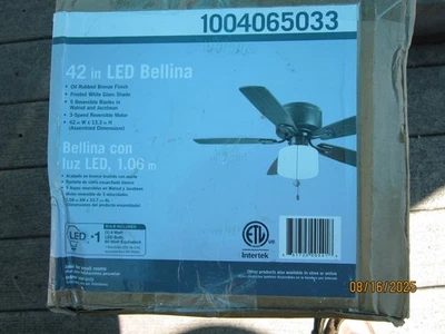 Bellina 42 in. Oil-Rubbed Bronze Ceiling Fan with LED Light Kit 3 Spd Reversible - Image 1 of 3