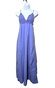 Free People Maxi Dress XS Crochet Periwinkle Boho Festival Beachy Femme Ruffle - Picture 1 of 17