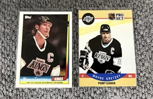 Wayne Gretzky (2) Card Lot 1990-91 Pro Set Topps NHL HOF Vintage GOAT Rare - Picture 1 of 2