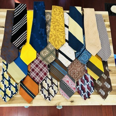 Lot of 22 Vintage 60s 70s 80s Neck Ties Silk Polyester Loud Colorful Patterns - Image 1 of 4